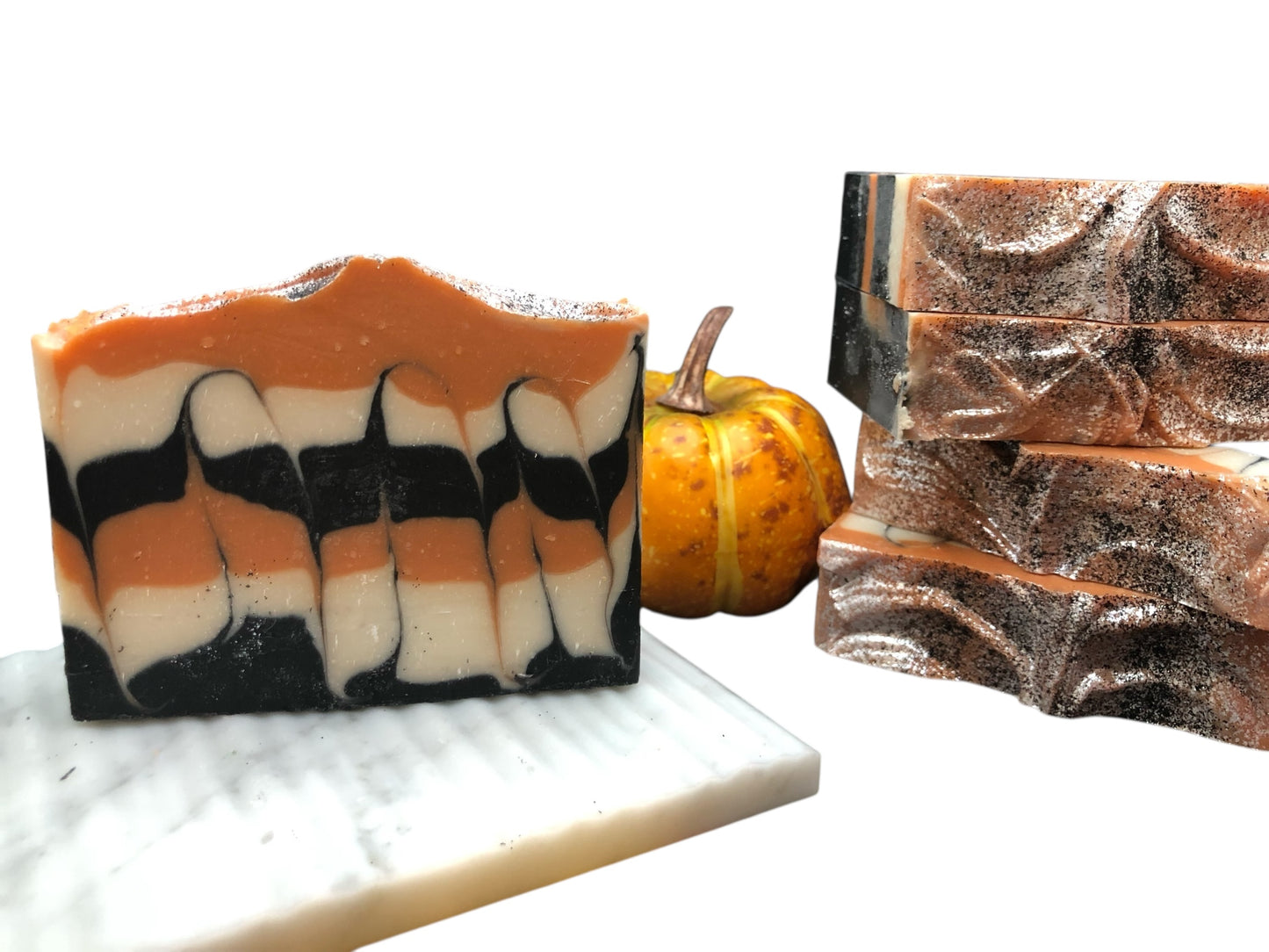 Pumpkin Sandlewood Swirl Cold Processed Artisan Handmade Vegan Soap
