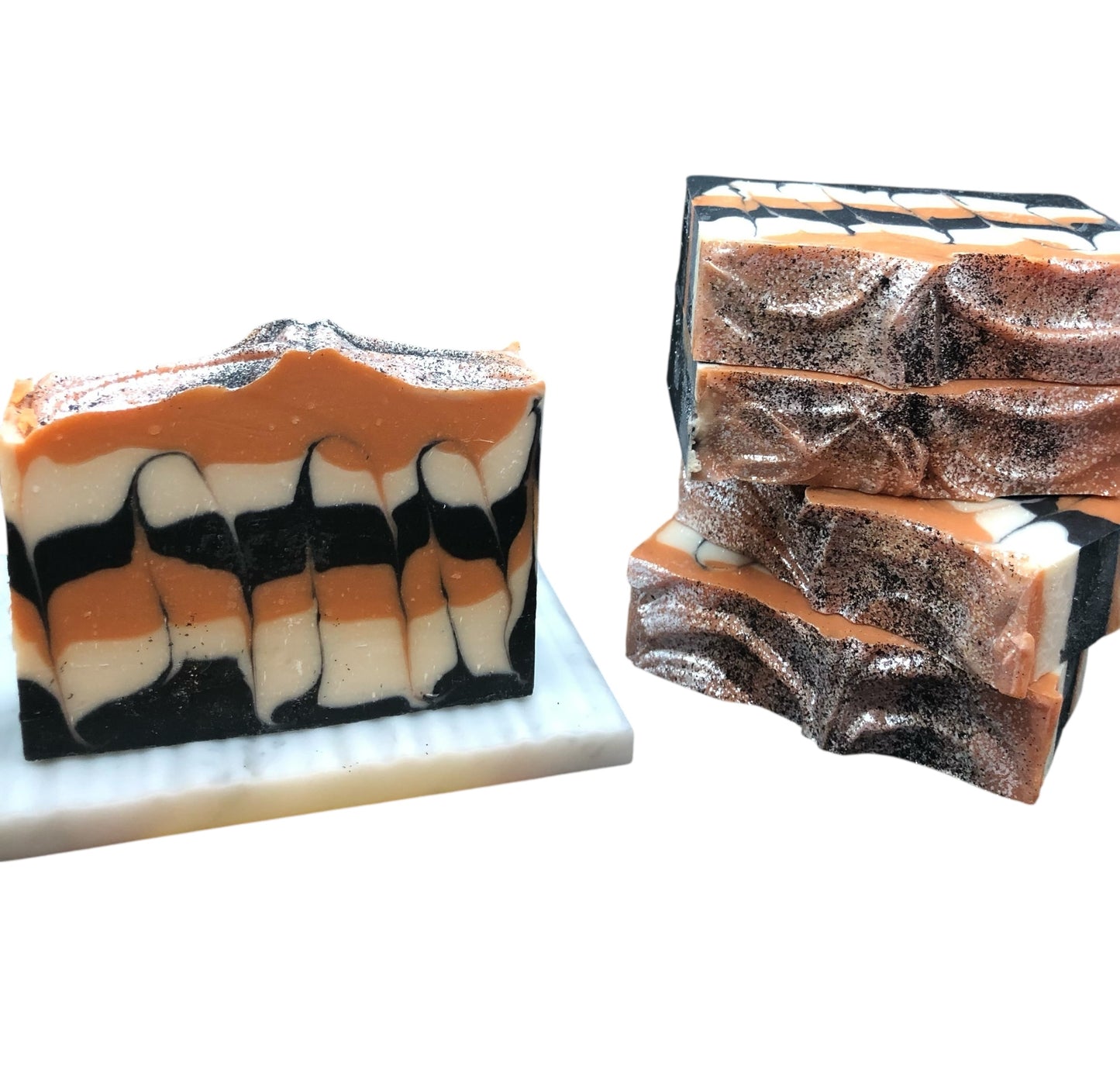 Pumpkin Sandlewood Swirl Cold Processed Artisan Handmade Vegan Soap